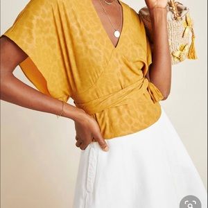 Anthropologie Gold Wrap Top